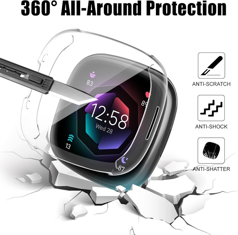 KPYJA Screen Protector for Fitbit Sense 2/Versa 4 Case, Soft TPU Plated Case All-Around Protective Screen Full Cover Bumper for Sense 2/Versa 4 Smart Watch - Image 4